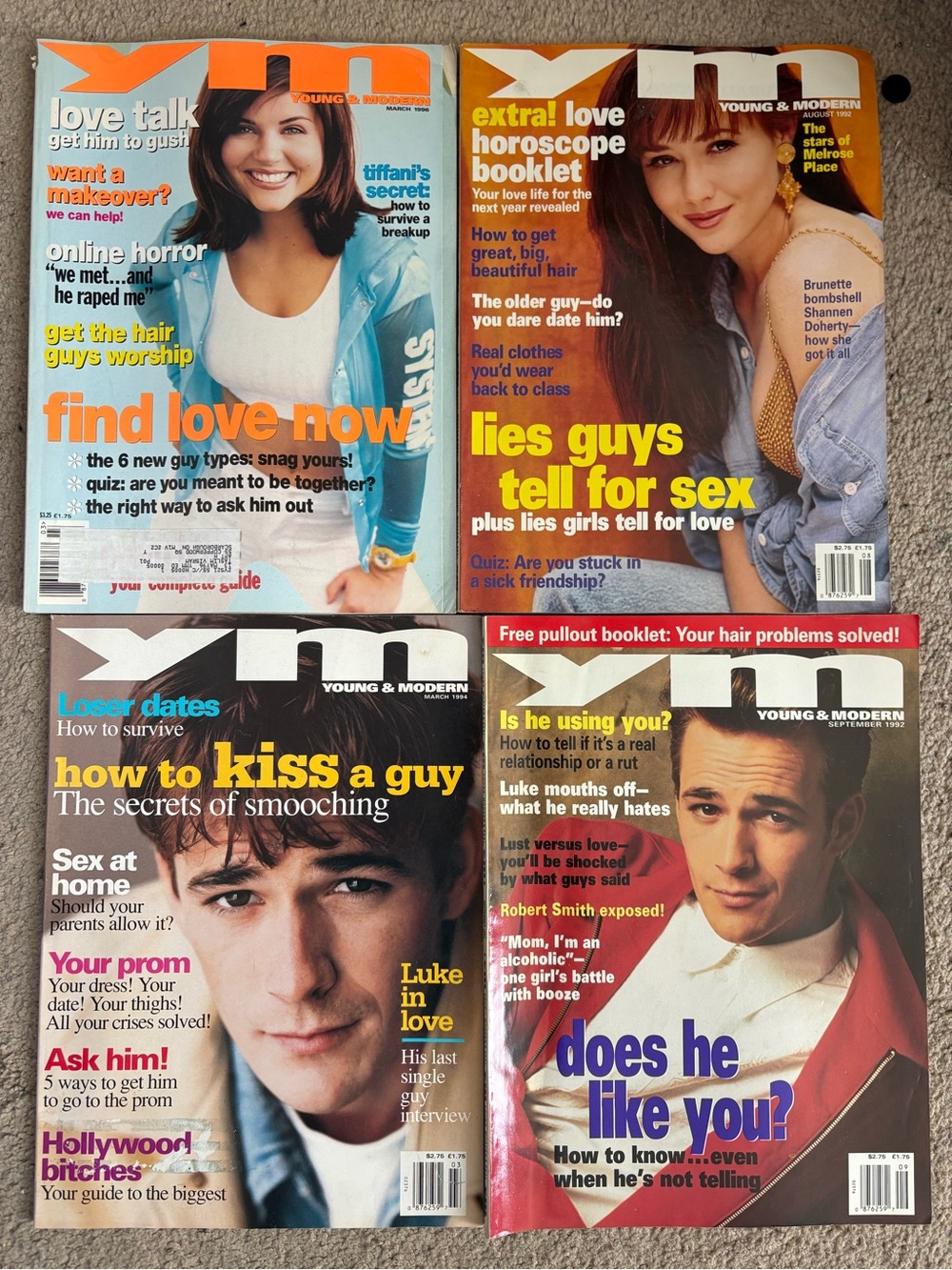 Vintage 90s YM Magazine 90210 Luke Perry Shannen Doherty Tiffany Amber Theissen